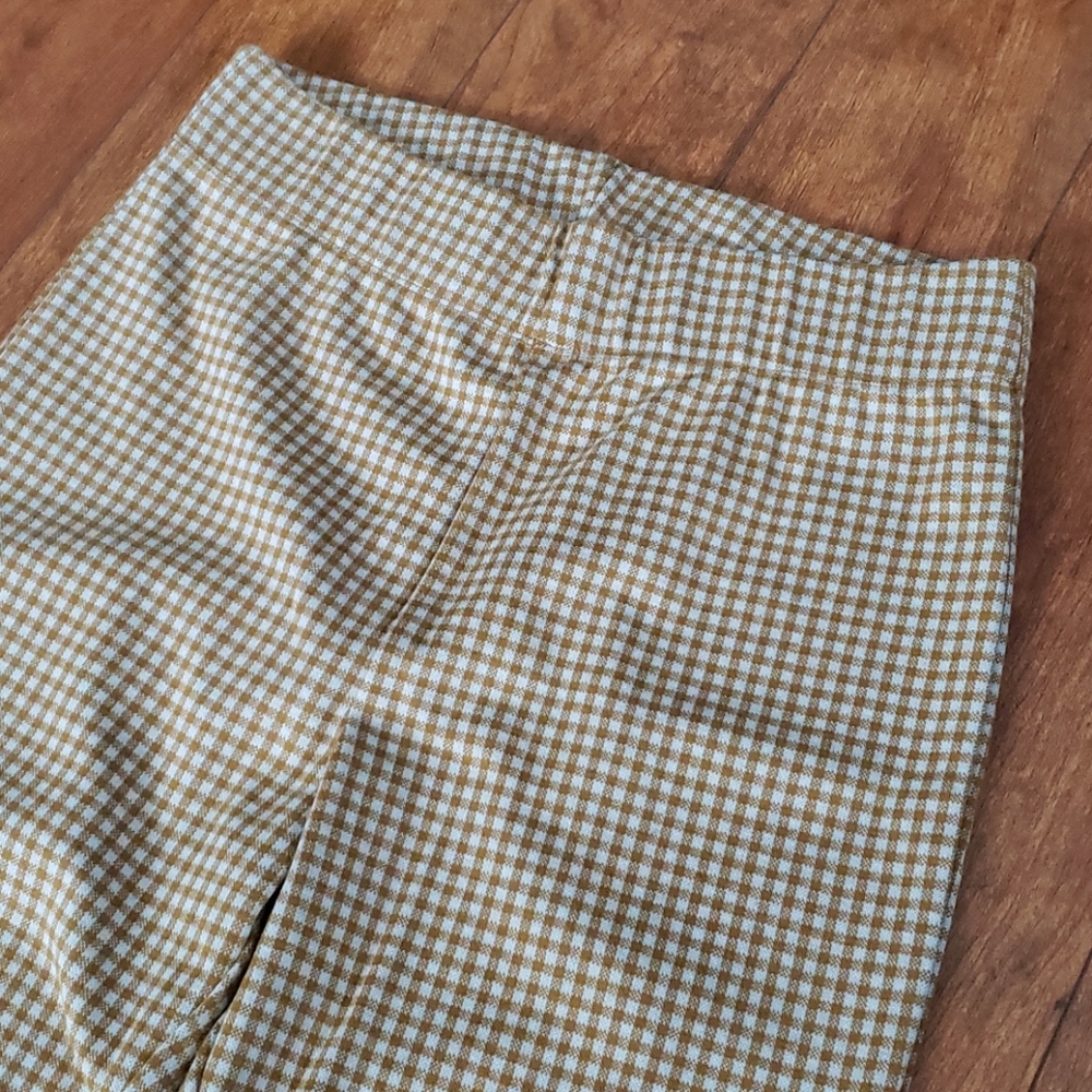 Mustard yellow and white gingham leggings
